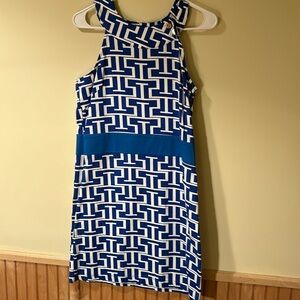 Tracy Negoshian,  blue and white Steffi Shift  dress.  Size M